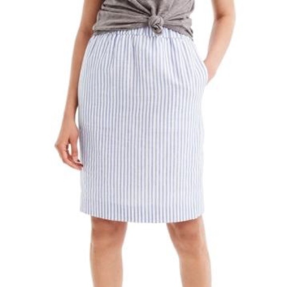 J. Crew Dresses & Skirts - J. Crew - Pull On Stripe Linen & Cotton Skirt - NWOT - Sz S